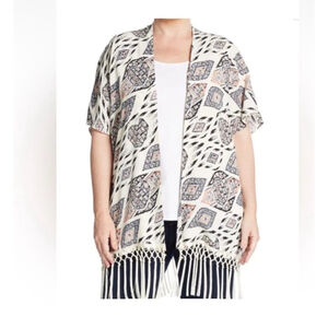 Vince Camuto Women’s Boho Print Fringe Kimono 3X